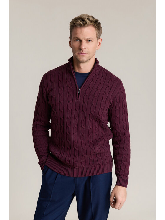Lancerto Lancerto Sweter Joseph SW000211555970 Bordowy Regular Fit