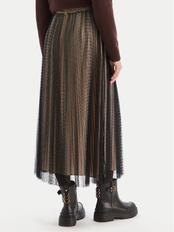 TWINSET TWINSET Spódnica midi 252TT2023 Czarny Regular Fit