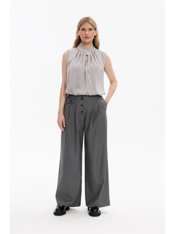Deni Cler Milano Deni Cler Milano Spodnie materiałowe T-DC-5285-F5-40-80-1 Szary Loose Leg