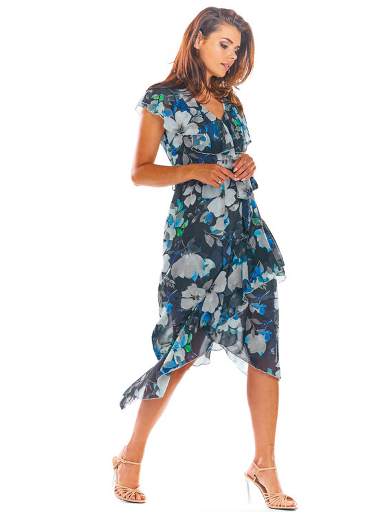 Awama Awama Sukienka letnia A308 Granatowy Basic Fit