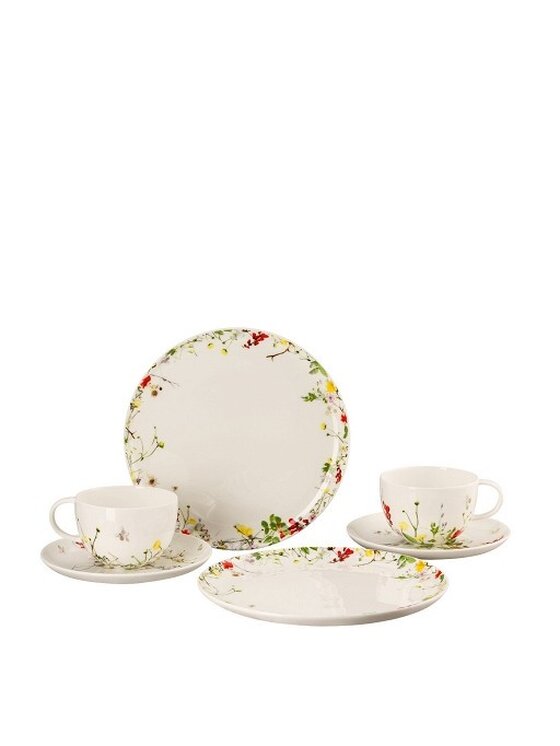 Rosenthal Rosenthal Komplet talerz i filiżanka ze spodkiem Zestaw 6 częściowy Tajemniczy Ogród - Filiżanki Rosenthal Biały