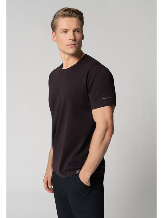 Volcano Volcano T-Shirt T-BASIC Brązowy Regular Fit