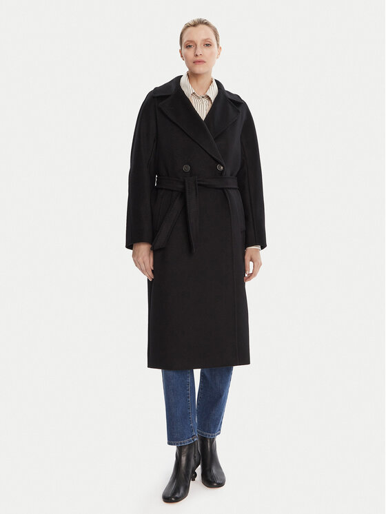 Weekend Max Mara Płaszcz wełniany Resina 2525016031 Czarny Regular Fit