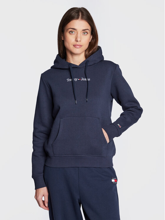 Bluza Tommy Jeans, Rozmiar S, Granatowy, Serif Linear DW0DW14362