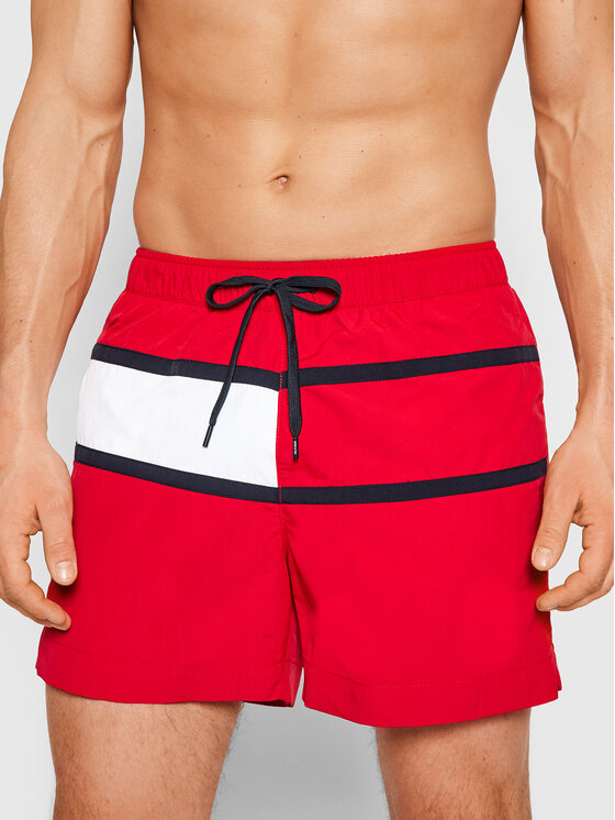 Tommy Hilfiger Short de bain Medium UM0UM02055 Rouge Regular Fit • Modivo.fr