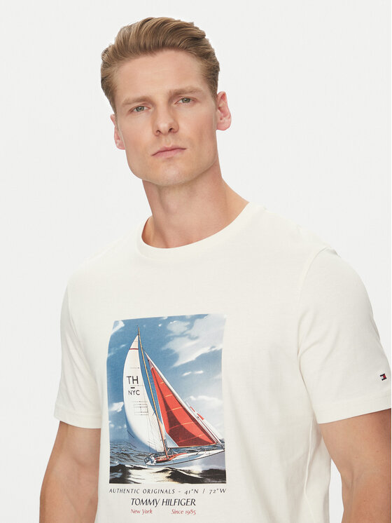 Tommy Hilfiger Tommy Hilfiger Футболка Color Photo Print MW0MW38615 Бежевий Regular Fit