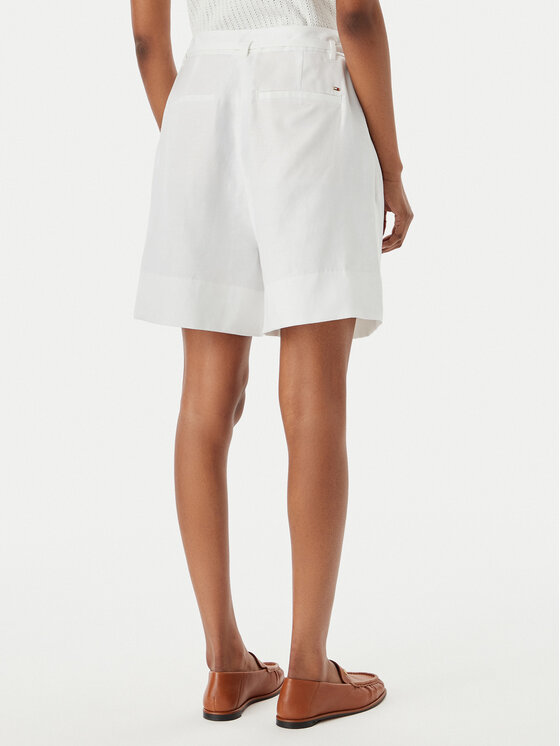 Tommy Hilfiger Tommy Hilfiger Bavlnené šortky WW0WW49040 Biela Wide Leg