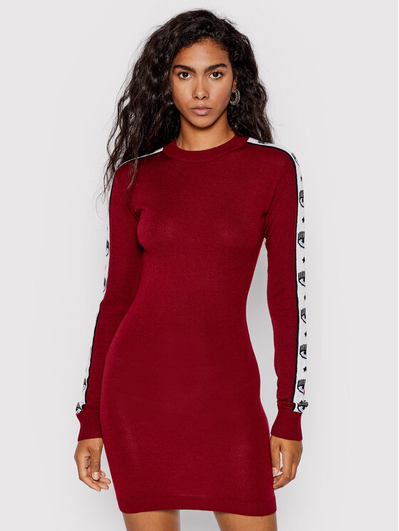 Chiara Ferragni Rochie tricotată 73CBOM03 Vișiniu Slim Fit