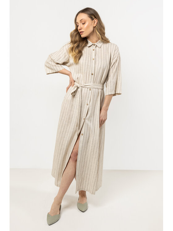 Awama Awama Sukienka letnia A730 Beżowy Basic Fit