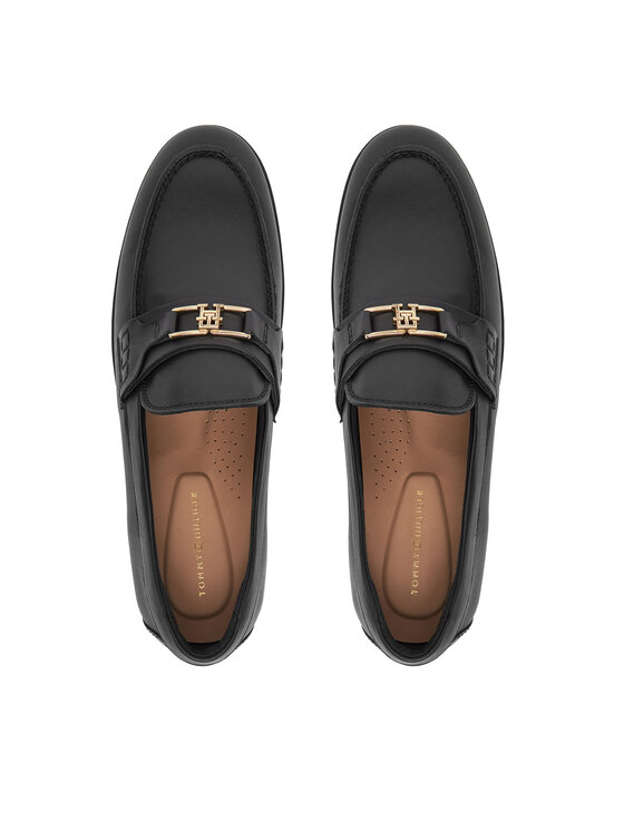 Tommy Hilfiger Tommy Hilfiger Loafersy Th Logo Leather Loafer FW0FW08705 Czarny