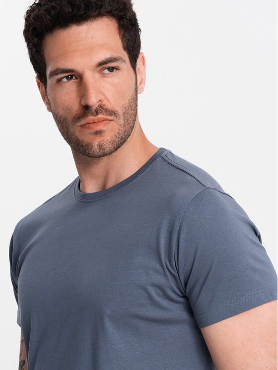 Ombre Ombre T-Shirt OM-TSBS-0146 Modrá Regular Fit