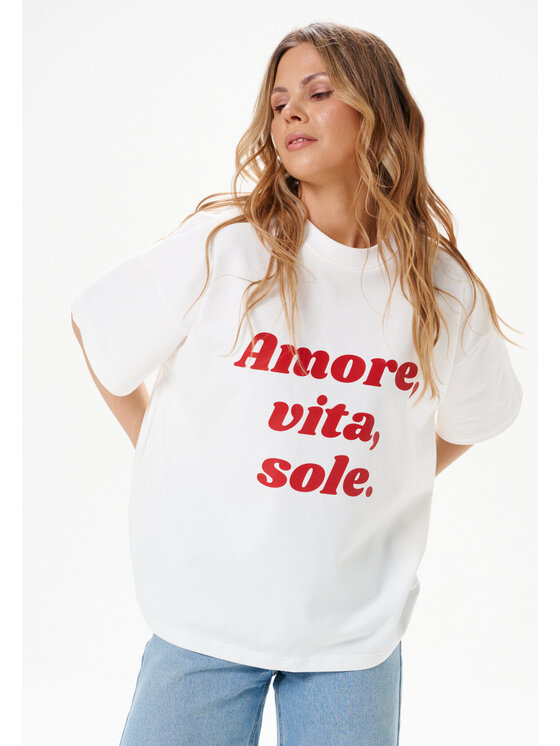 Mirons Mirons T-Shirt Print Biały Regular Fit