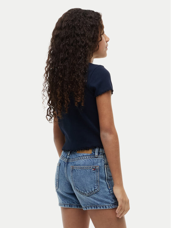 Tommy Hilfiger Tommy Hilfiger Tričko KG0KG08590 Tmavomodrá Slim Fit
