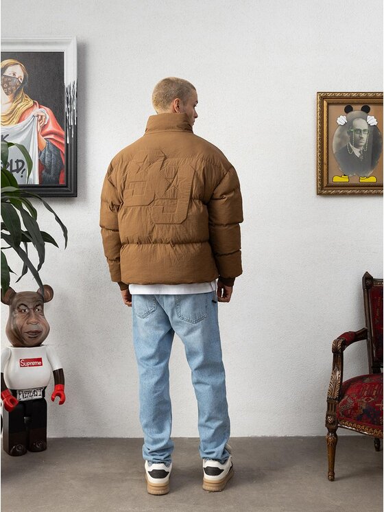 Jigga Wear Jigga Wear Kurtka puchowa Kurtka Puchowa Męska Brązowa Jigga Wear Star XXL Brązowy Regular Fit