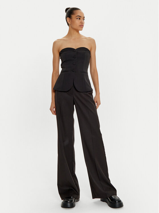 ACCESS FASHION ACCESS FASHION Spodnie materiałowe 44-5039-116 Czarny Wide Leg