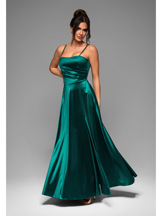 Ombre Ombre Sukienka wieczorowa LA-OM-DLR016 Zielony Regular Fit
