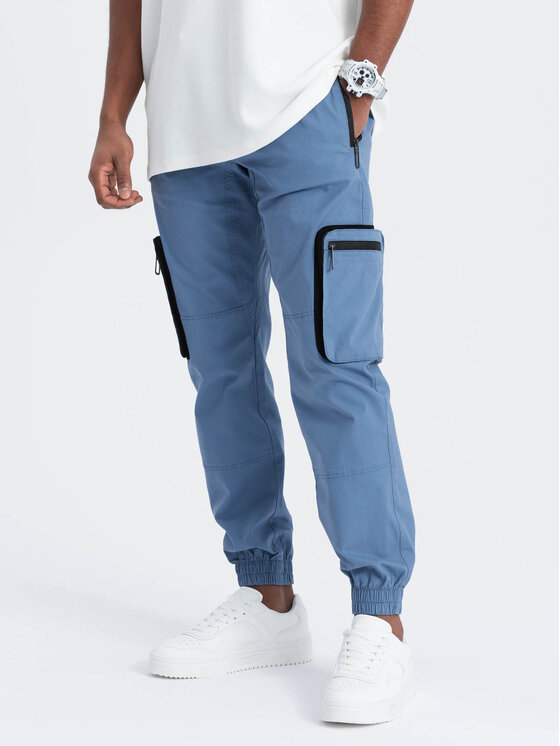Ombre Ombre Joggers kalhoty OM-PAJO-0135 Modrá Cargo Fit