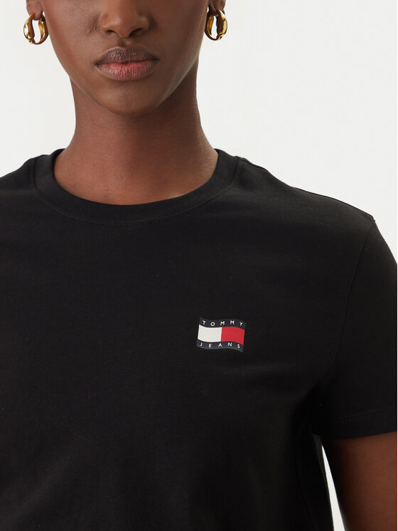 Tommy Jeans Tommy Jeans Póló Wavy Flag DW0DW22274 Fekete Regular Fit