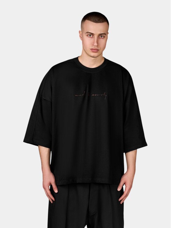 MADE BY SOCIETY MADE BY SOCIETY T-Shirt Tricou Society Boxy - T17211 Czarny Basic Fit