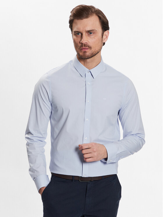 Calvin Klein Krekls K10K110856 Gaiši zils Slim Fit