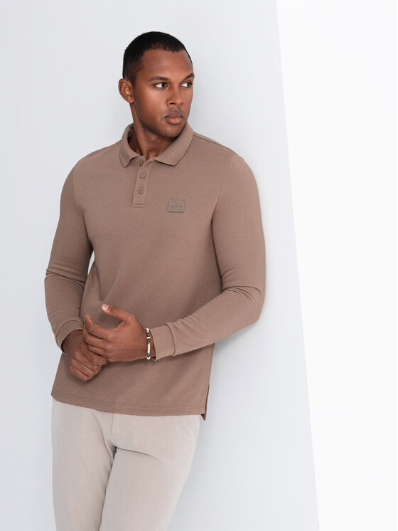 Ombre Ombre Longsleeve OM-POLS-0131 Brązowy Regular Fit