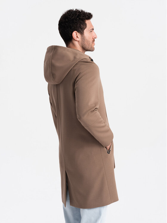 Ombre Ombre Płaszcz przejściowy OM-COSC-0112 Brązowy Regular Fit