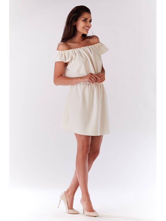 Infinite You Infinite You Sukienka letnia M136 Écru Basic Fit