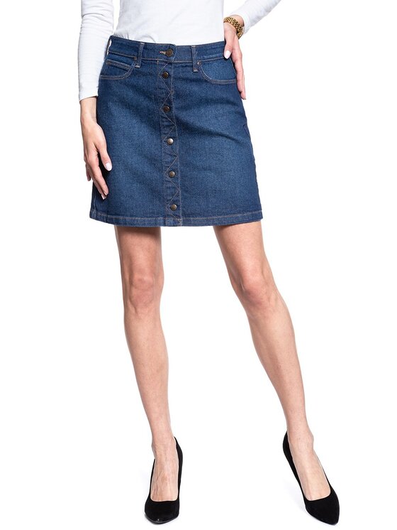 Spódnica mini, rozmiar W28, Niebieski, A LINE SKIRT
