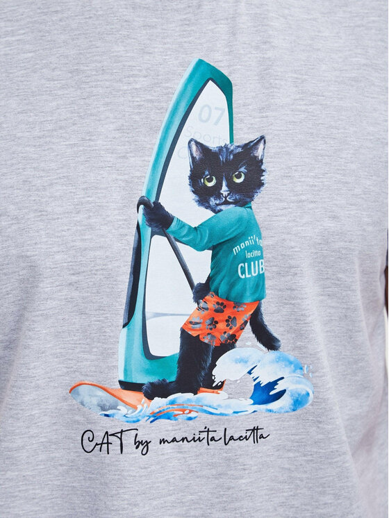CAT by maniita lacitta CAT by maniita lacitta T-Shirt Printed men's t-shirt with CAT Szary Regular Fit