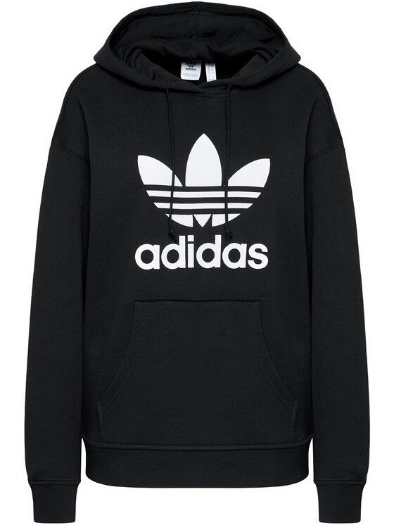 adidas adidas Džemperis ar kapuci adicolor Trefoil FM3307 Melns Regular Fit