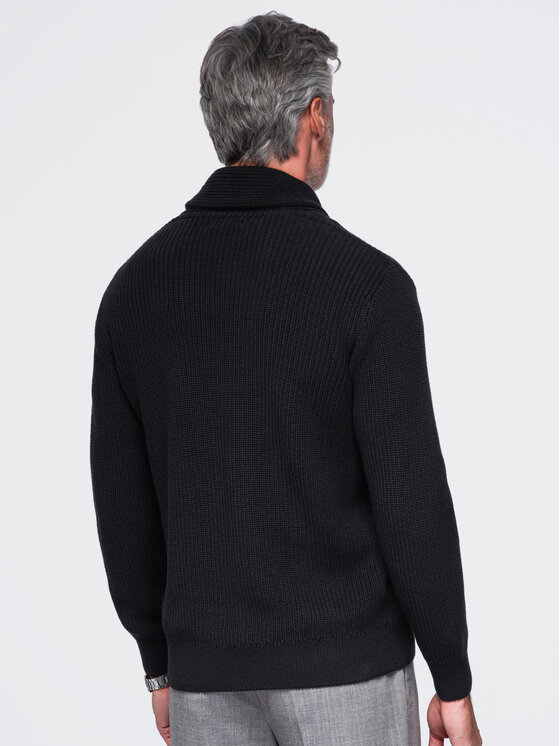 Ombre Ombre Kardigan OM-SWCD-0200 Czarny Regular Fit