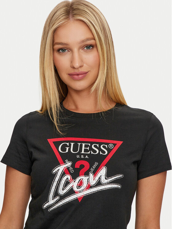 Guess Guess Tricou Icon W4YI32 I3Z14 Negru Regular Fit