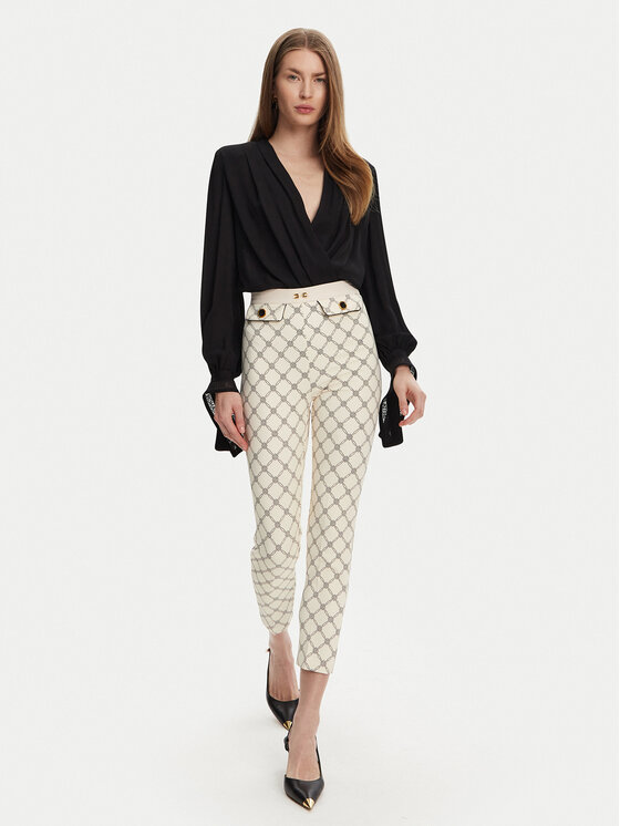 Elisabetta Franchi Elisabetta Franchi Pantaloni din material PA-S71-51E2 Écru Regular Fit