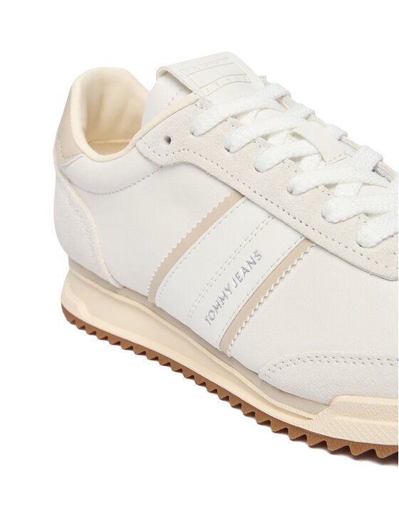 Tommy Jeans Tommy Jeans Снікерcи Tjw Low Profile Runner Lthr Mix EN0EN03001 Écru