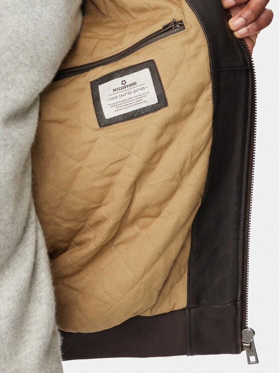 Milestone Milestone Giacca di pelle MS Tom 631089 21070 Marrone scuro Regular Fit
