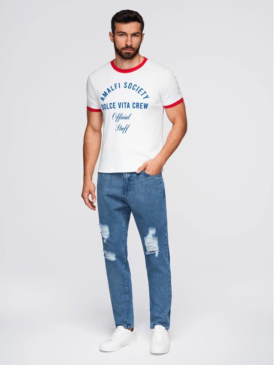 Ombre Ombre Jeansy OM-PADP-0250 Niebieski Carrot Fit