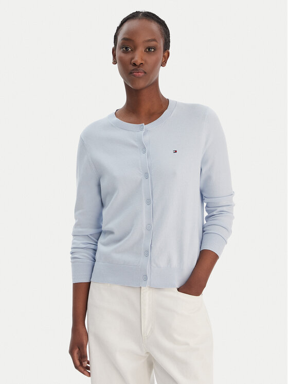 Tommy Hilfiger Cardigan WW0WW42370 Albastru celest Regular Fit