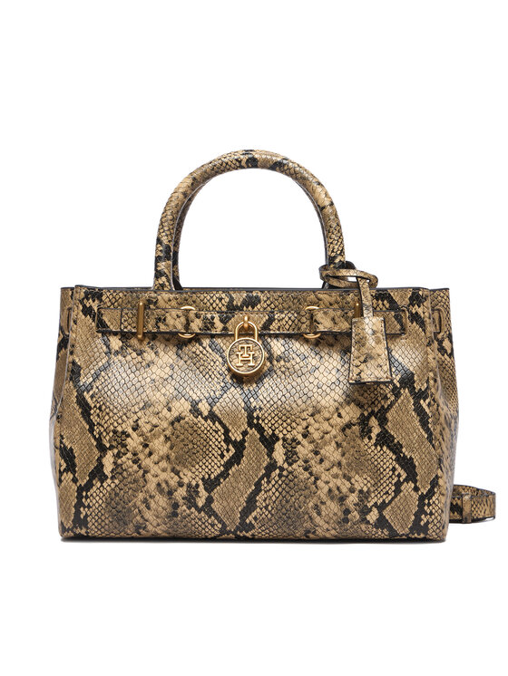 Tommy Hilfiger Tommy Hilfiger Ročna torba American Icon Mini Tote Snake AW0AW18818 Rjava