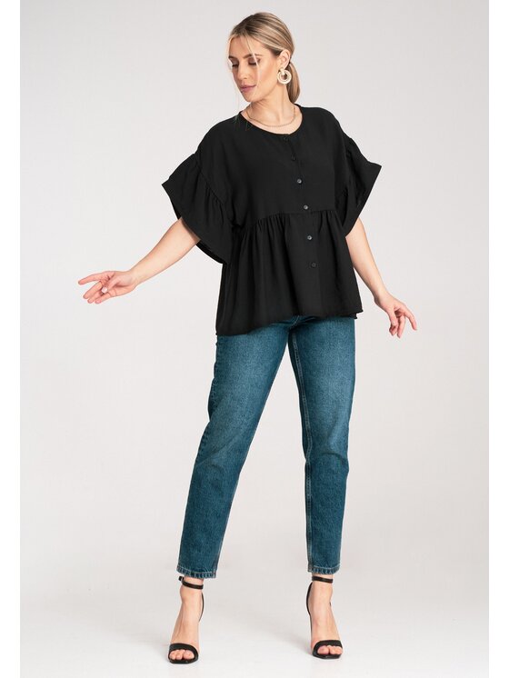 FIGL FIGL Bluzka M1211 Czarny Regular Fit