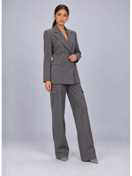 Love Saints Love Saints Marynarka L26WF-3Z-K05 Szary Oversize