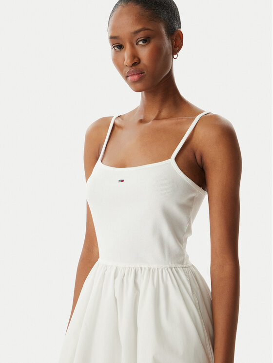 Tommy Jeans Tommy Jeans Sommerkleid DW0DW22352 Weiß Slim Fit
