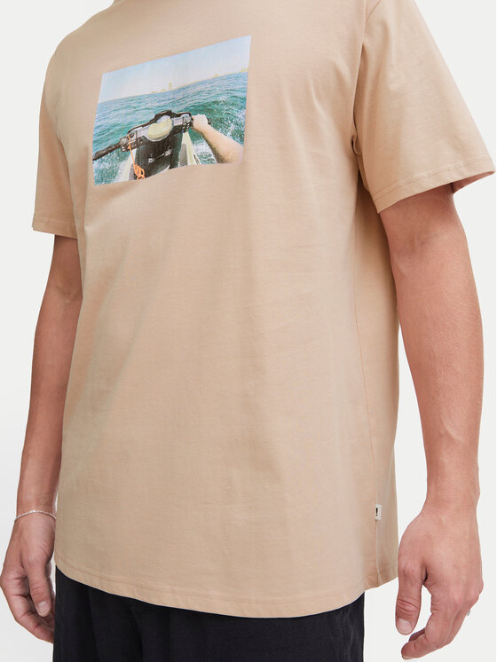 Solid Solid Tricou 21108237 Bej Regular Fit