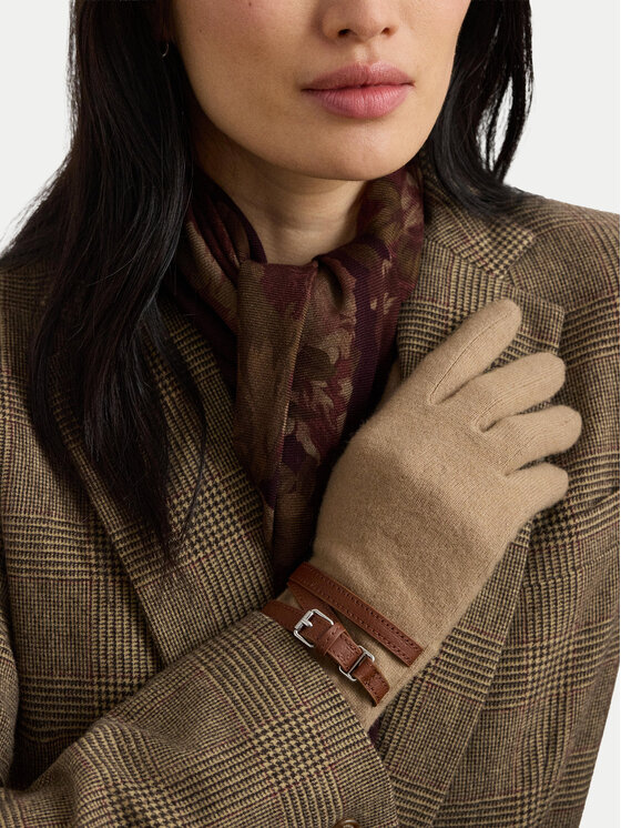 LAUREN RALPH LAUREN LAUREN RALPH LAUREN Rękawiczki Damskie 454P23589002 Beżowy ciemny