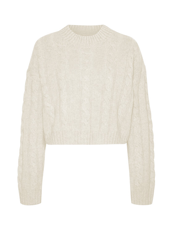 Style Republic Style Republic Sweter Kaszmirowo-wełniana mieszanka z półgolfem Kremowy Oversize