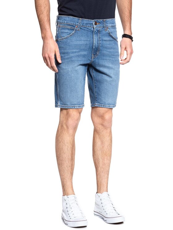 Wrangler Wrangler Szorty jeansowe 5 POCKET SHORT Niebieski Regular Fit