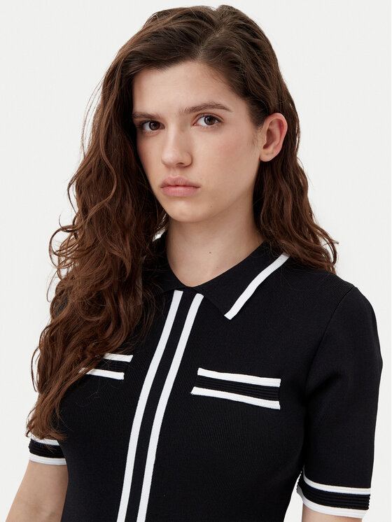 KARL LAGERFELD KARL LAGERFELD Kootud kleit A1W13026 Must Regular Fit