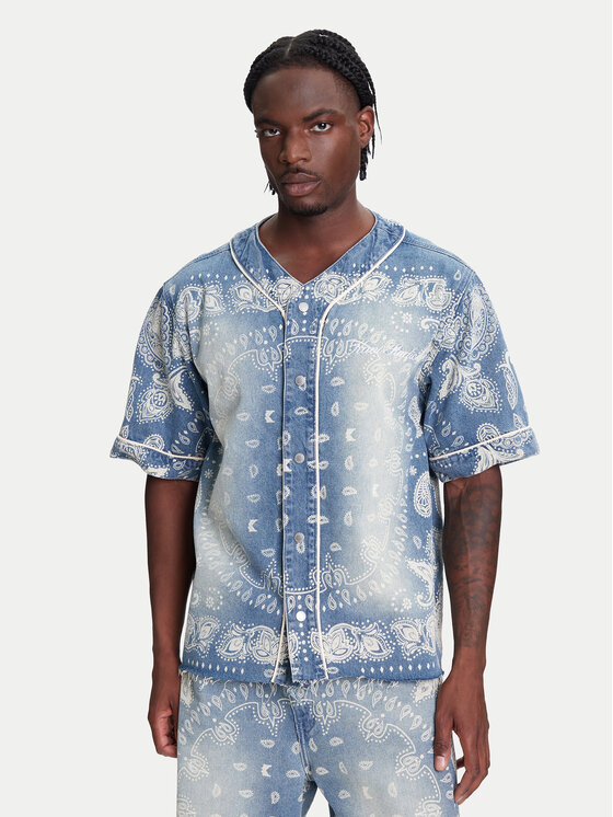 Karl Kani Karl Kani Cămașă Paisley Denim Baseball PD00005371 Albastru Regular Fit