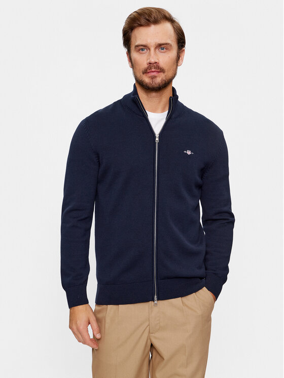 Gant Kardigāns Casual Cotton Zip 8030164 Tumši zils Regular Fit