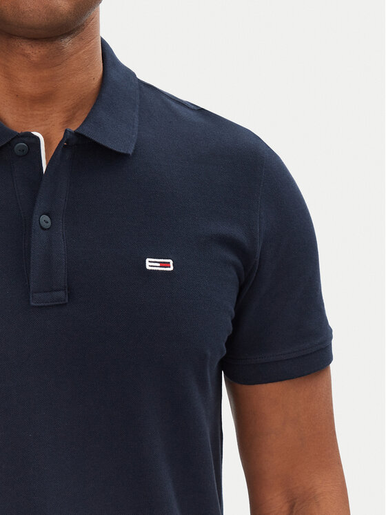 Tommy Jeans Tommy Jeans Тениска с яка и копчета DM0DM20676 Тъмносин Slim Fit