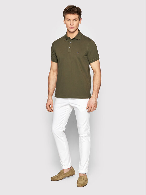 Tommy Hilfiger Tommy Hilfiger Тениска с яка и копчета 1985 MW0MW17771 Зелен Slim Fit